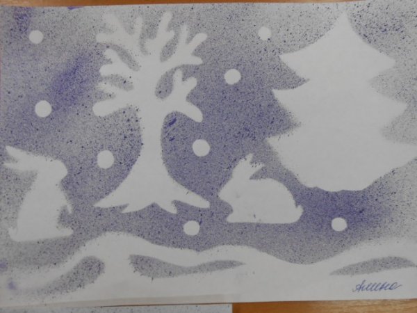 Нетрадиционное рисование зима набрызг