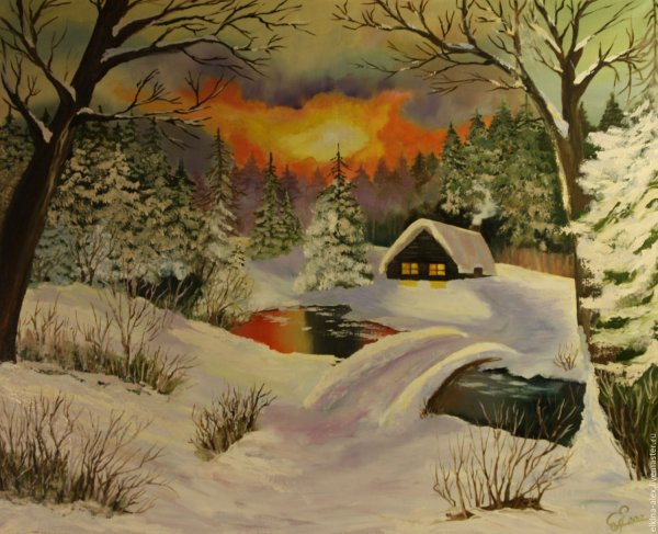 Раскраски по номерам зимние пейзажи