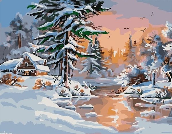 Новогодний пейзаж пастелью