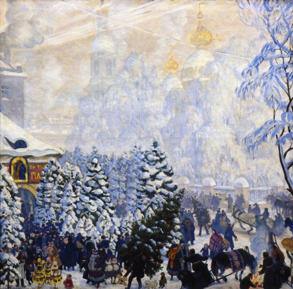 Борис Кустодиев елочный торг 1918