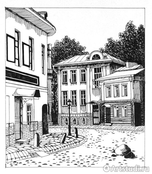 Городской пейзаж графическая композиция города