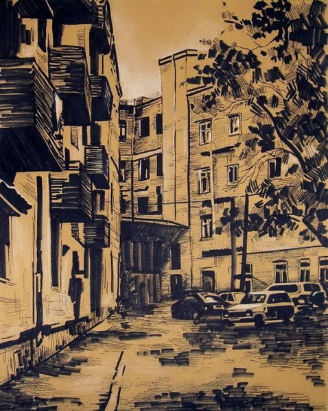 Городской пейзаж Графика