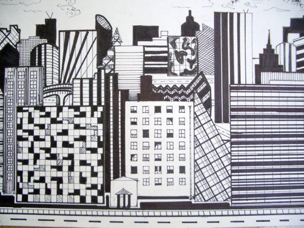 Архитектурный пейзаж в графике