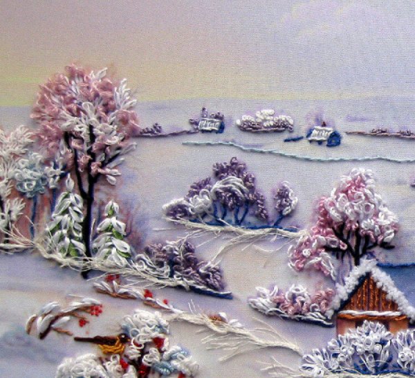 Квиллинг зимний пейзаж