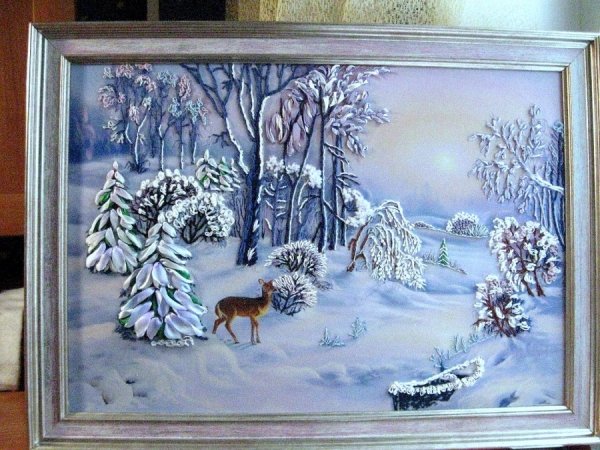 Зимняя объемная картина своими