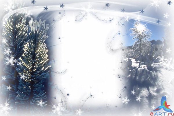 Новогодние пейзажи на прозрачном фоне