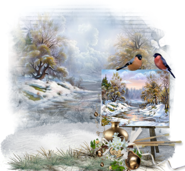 Зимний пейзаж рамка