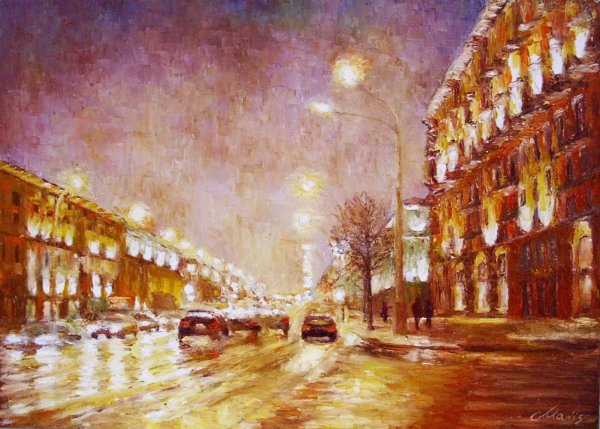 Картина Вечерний город