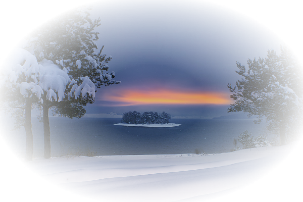 Новогодние пейзажи на прозрачном фоне