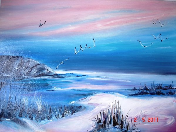 Море зима живопись