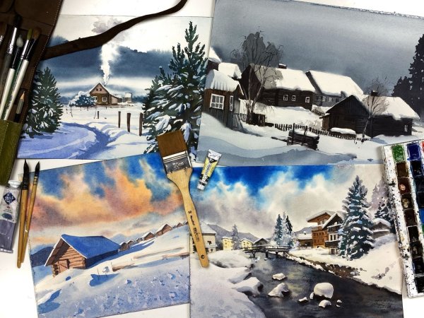 Зимние сюжеты акварелью Терри Харрисон