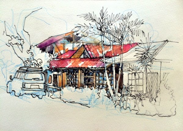 Зимние скетчи акварелью