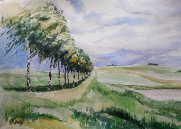 Этюды на состояние природы акварелью