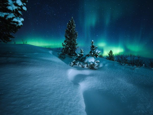 Северное сияние зимняя природа Норвегии