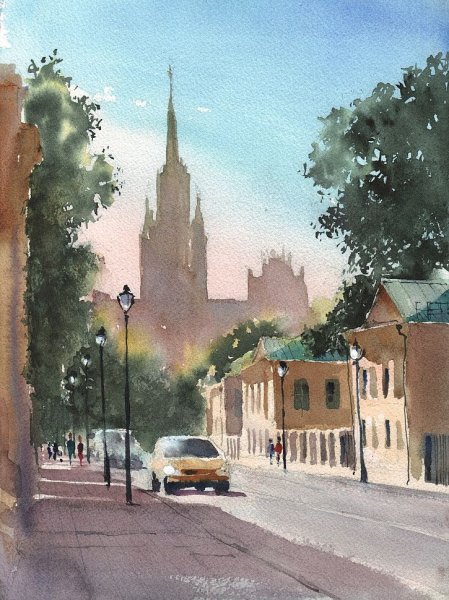 Тимошин Олег акварель голубая Италия