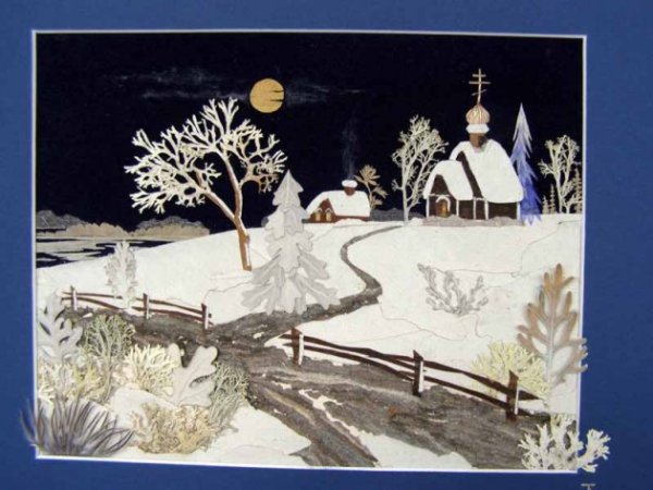 Зимний пейзаж из природного материала