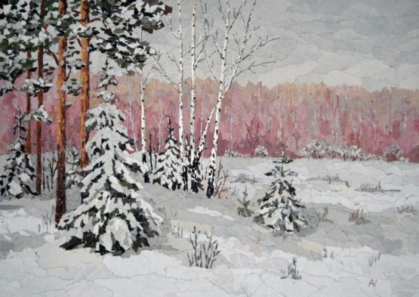 Зимняя композиция живопись