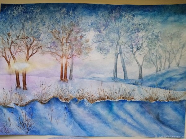 Картина из подручных материалов зимний пейзаж