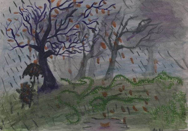 Рисование поздняя осень