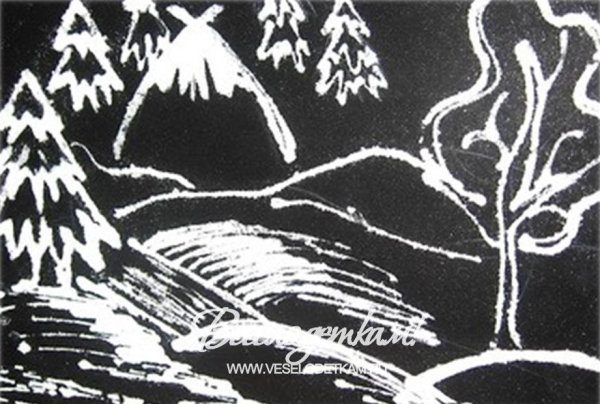 Аппликация зимний лес