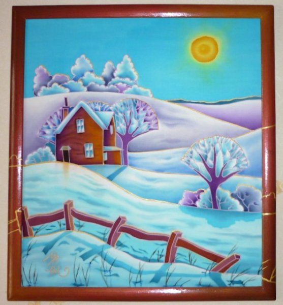 Рисование пластилином зима