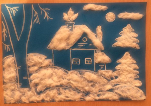 Зимний пейзаж из ваты