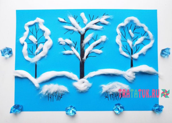 Аппликация зимнее дерево