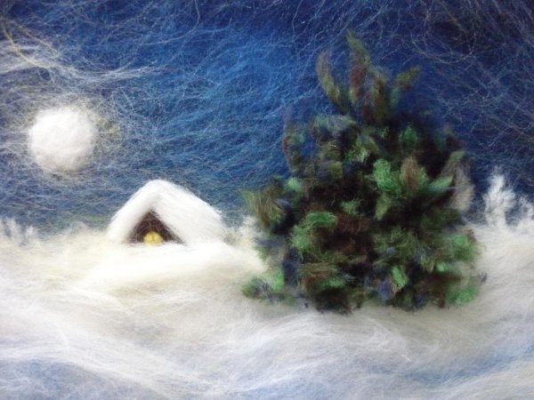Новогодние картины из шерсти