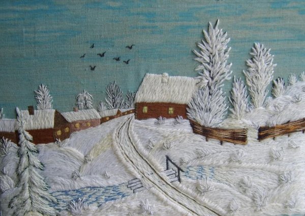 Зимний пейзаж из ткани