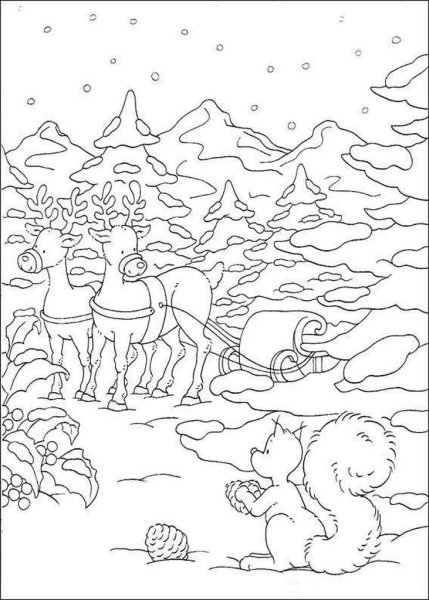 Новогодний домик раскраска