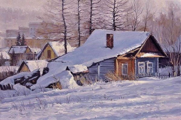 Зимний пейзаж деревня