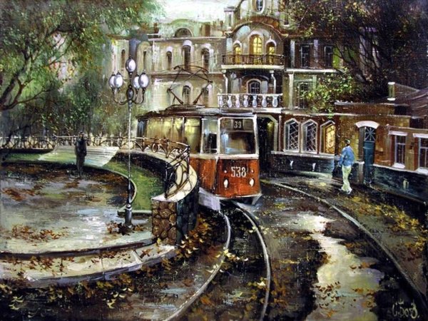 Картины Александра Стародубова. Старая Москва. Арбат