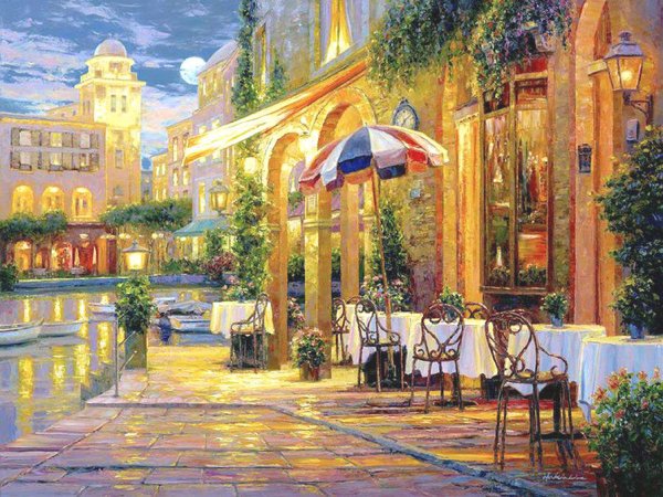 Уличное кафе картины художников