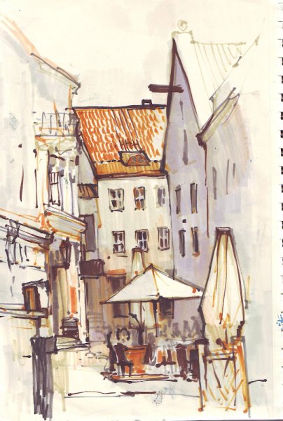 Акварель Графика архитектура Париж скетчинг