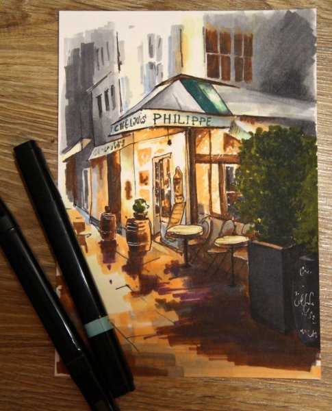 Городской пейзаж маркерами