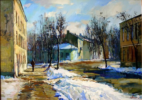 Весна в городе живопись Москва