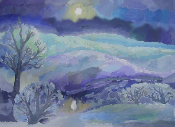 Зимний пейзаж пастелью