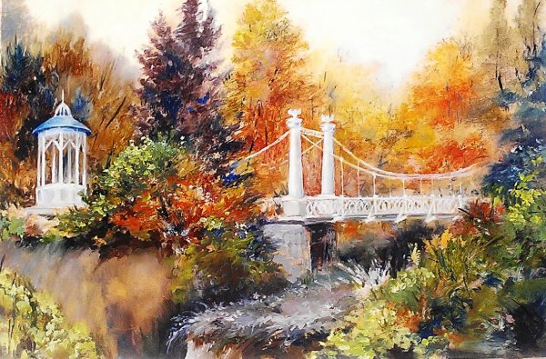 Городской пейзаж с мостиком