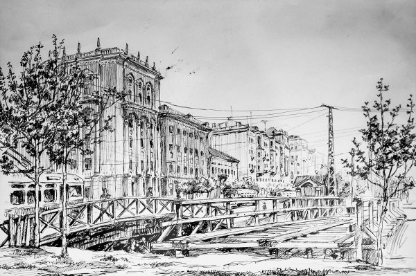 Городской пейзаж Графика