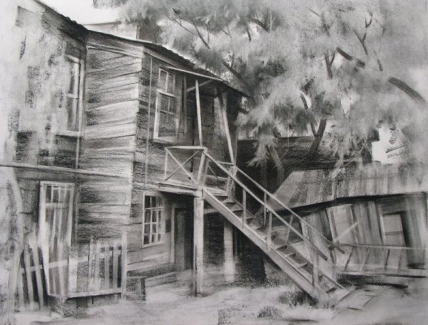 Уголь сангина соус архитектурный пейзаж