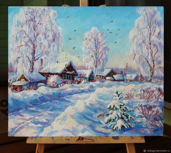 Зимний пейзаж акрилом