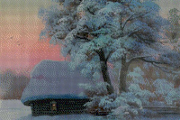 Зимний пейзаж акрилом на холсте