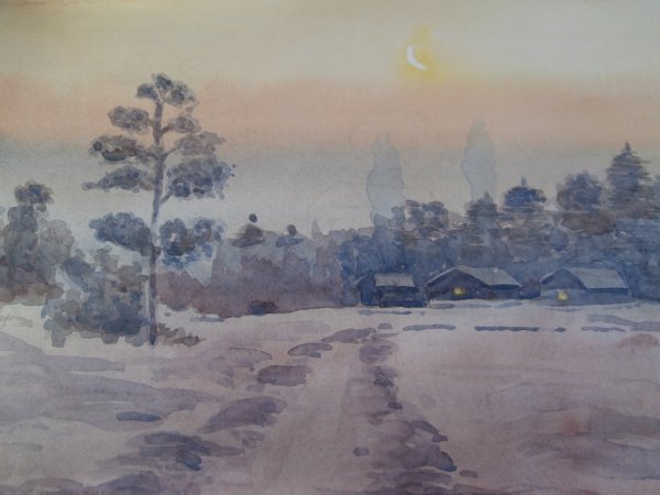 Сергей Андрияка зимние пейзажи акварелью