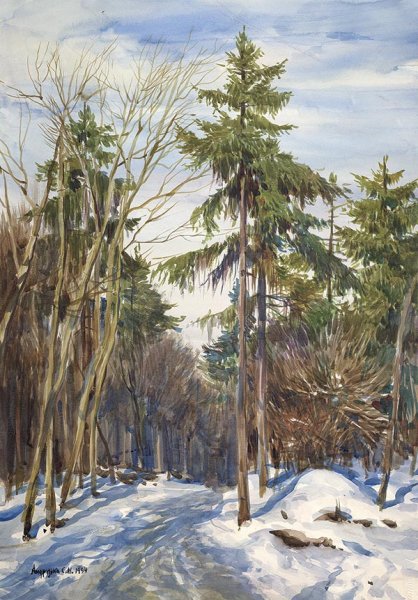 Сергей Андрияка лес акварель