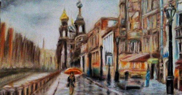 Городской пейзаж пастелью