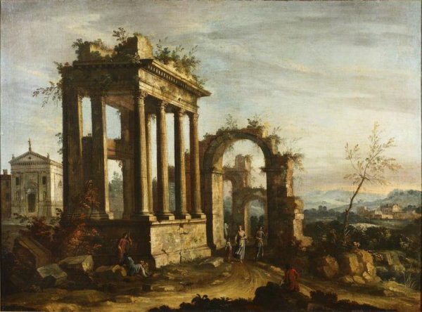 "Каприччо с руинами и мостом" Франческо Альботто