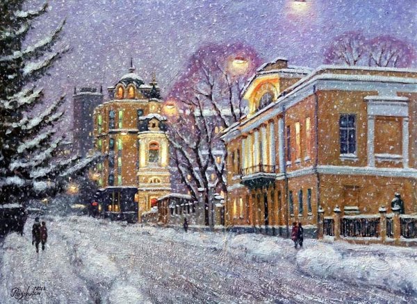 Новогодний город рисование