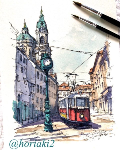 Городской пейзаж маркерами