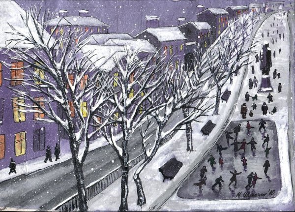 Пейзаж карандашом