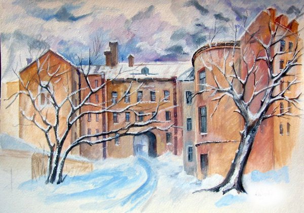 Рождественские рисунки акварелью